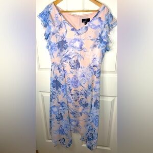 Ronni Nicole Blue and Pink Floral Dress Size 14 Spring, Easter, Wedding Guest
